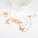 Lucky Crystal Butterfly Four-piece Suit Color Necklace