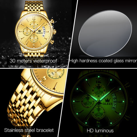 Men's Multifunctional Large Dial Sports Quartz Watch