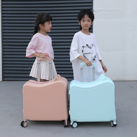 Children's Luggage Riding Trolley Case Mute Universal Wheel Boarding Bag