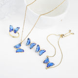 Lucky Crystal Butterfly Four-piece Suit Color Necklace