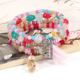 Bohemian Tassel Crystal Pendant Multi-layer Vintage Bead Bracelet