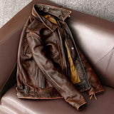 Men's Fashionable Vintage Distressed Cowhide Leather Jacket