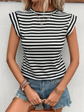 Women's Striped Round Neck Casual Short Sleeve