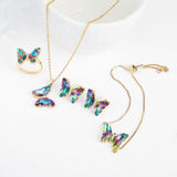 Lucky Crystal Butterfly Four-piece Suit Color Necklace