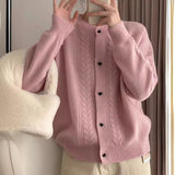 Autumn And Winter Solid Color Soft Glutinous Korean Round Neck Sweater Coat