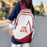 Women's Backpack Contrast Color Campus Large Capacity