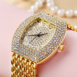 Steel Band Diamond Barrel Ladies Watch Gypsophila