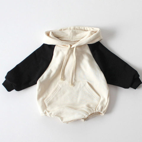 Hooded Sweater With Contrast Sleeves For Infants And Children