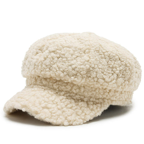 Cashmere Leather Brim Octagonal Hat