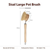 Kitchen Gadget Natural Wooden Brush Sisal Household Kitchen Short Handle Coconut Palm Cleaning Decontamination Brush