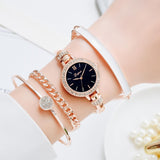 Ladies New Trend Steel Band Quartz Watch Gift Four-piece Set