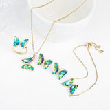 Lucky Crystal Butterfly Four-piece Suit Color Necklace