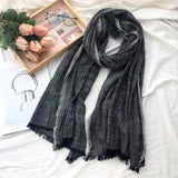 Japanese And Korean Striped Solid Color Cotton And Linen Scarf