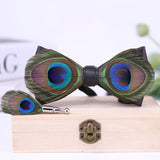 Men's Bow Tie Peacock Big Eyes Blue Feather