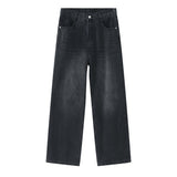 Loose Half Elastic Waist Straight Jeans