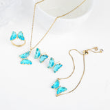 Lucky Crystal Butterfly Four-piece Suit Color Necklace