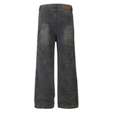 Old And Dirty Jeans With Waste Soil Wind Men's Split Stitching