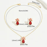 Simple Flower Necklace And Earrings Suite Inlaid Zircon