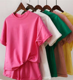 Solid Color Rainbow Color Fashion Sweatshirt Two Piece Set