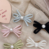 Side Clip Bangs Pearl Bow A Pair Of Hairclips Duckbill Clip