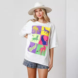 Fashion Printed Rhinestones Top Loose Ladies