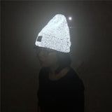 Reflective Beanie Hat Women Skullies Autumn Winter