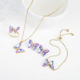 Lucky Crystal Butterfly Four-piece Suit Color Necklace