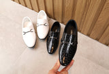 Boys' Dance Leather  New Pointed Shoes Black And White