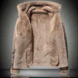 Men's Casual Polo Collar Fur Thickened Fleece-lined Warm Jacket