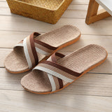 Linen Slippers Home Couple Indoor Wooden Floor Home Thick-soled