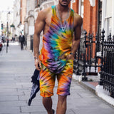 Men's Clothing Series Fashion Camisole Colorful Hip Hop Print Sleeveless Top Shorts Suit