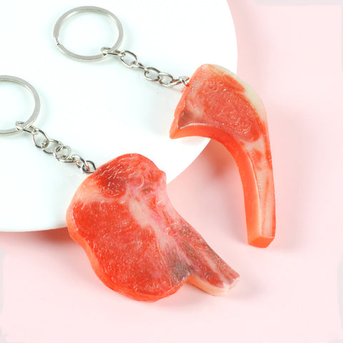 Food Meat Ribs Keychain Creative Pendant Shooting Props