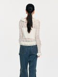 Lace Tie With Fungus Edge Long Sleeved Pullover