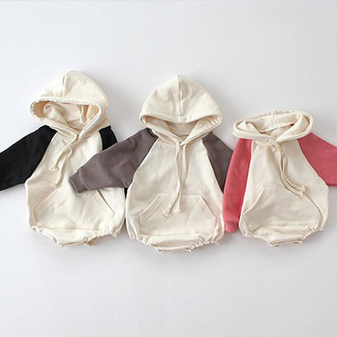 Hooded Sweater With Contrast Sleeves For Infants And Children