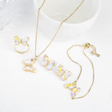 Lucky Crystal Butterfly Four-piece Suit Color Necklace