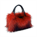 European And American Square Plush Bag Artificial Fur Raccoon Fur Portable Large Capacity Totes