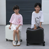 Children's Luggage Riding Trolley Case Mute Universal Wheel Boarding Bag